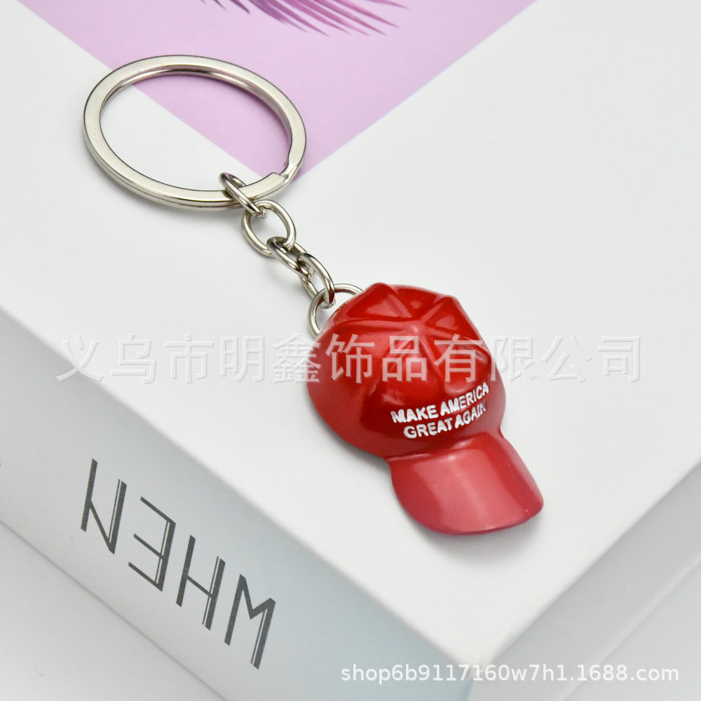 Wholesale European and American cross-border hip-hop baseball cap keychain car pendant key ring backpack charm alloy key chain in stock