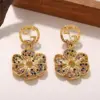 Wholesale Hypoallergenic Flowers Drop Earrings For Women In Copper With KC Golden Plated UV Plating And Rhinestone Inlay