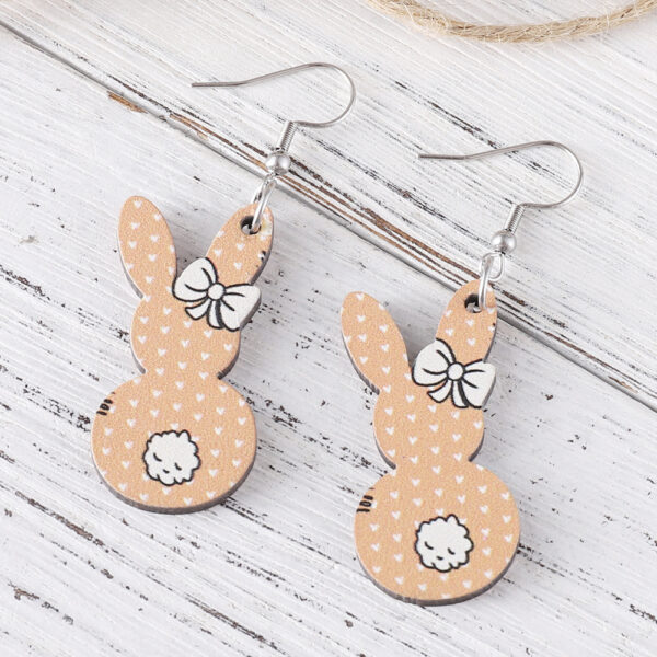 oly-3a7ed19d48566ddf3fc38b00fc3b80c5 Wholesale Easter Cute Flower Bow Rainbow Rabbit Pendant Earrings Wooden Double-sided Earrings Gift