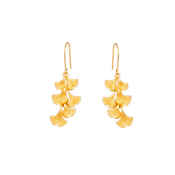Wholesale Fashionable Golden Ginkgo Leaf Earrings for Women, Light Luxury Simple Fashion Earrings, Christmas Gift for Girlfriend