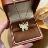 Wholesale Butterfly Necklace For Women With Claw Setting, 304 Stainless Steel, Golden Plated Water Plating, Zircon Inlay, Cable Chain