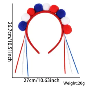 Blue, White, and Red Pom-pom Tassel / Party Headband