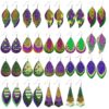 oly-3a99c60c3e0f32cd4e21e1f466ff9db2 Wholesale Carnival Three-Layer Leather Earrings Cross Pattern Single-Sided Printing Onion Pink Fine Pink Water Drop Leaves
