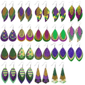 Wholesale Carnival Three-Layer Leather Earrings Cross Pattern Single-Sided Printing Onion Pink Fine Pink Water Drop Leaves Cross-Border Amazon