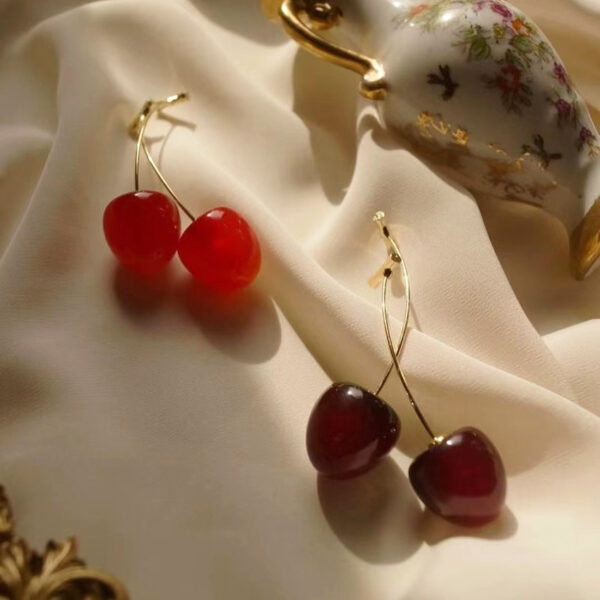 Wholesale long cherries earrings creative design cute cherry earrings earrings