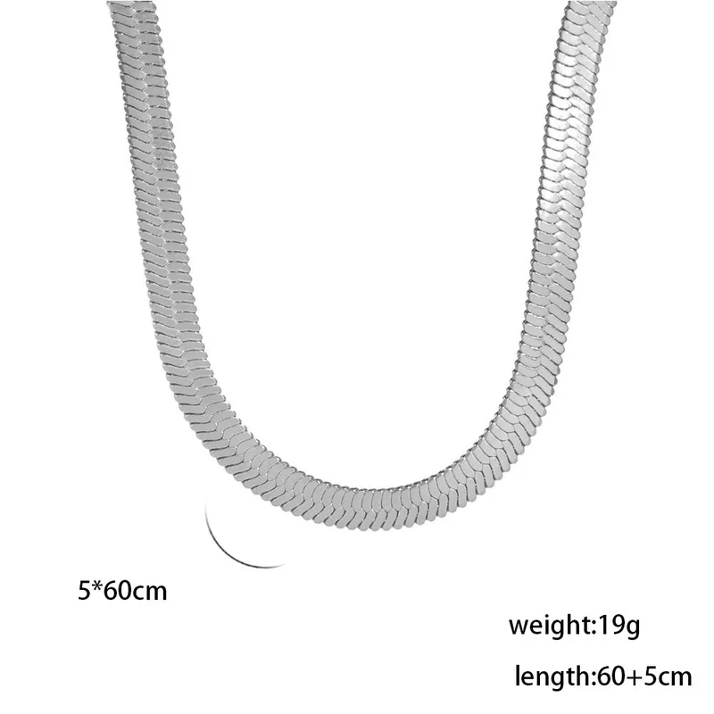 Wholesale Ion Plating (IP) 18K Gold Plated Chain Necklace 304 Stainless Steel IG Style Original Design Basic Waterproof Non Tarnish 304 Stainless Steel Lobster Trigger Clasp Closure Layered Necklaces Sweater Chain Long Necklace - Silver, 5mm Wide, 60 5cm Long