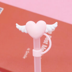 Pink heart wings 10mm / Bagged without straw