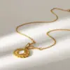 Wholesale Heart Shape Necklace For Women, 18K Gold Plated 304 Stainless Steel With Zircon Inlay, 0.03µm Thickness