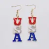 Wholesale Independence Day Star Alloy Earrings Festival Jewelry Heart Shaped USA Flag Design Women's Fashion Accessories