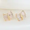 Wholesale Geometric Copper Earrings With Zircon Inlay, 14K Gold Plated, Simple Style Stud Earrings Featuring 925 Sterling Silver Ear Pins