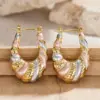 Wholesale Three-dimensional Geometric Earrings For Women In Copper With KC Golden Plated Water Plating And 0.03µm Thickness