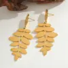 Wholesale 304 Stainless Steel Leaves PVD Coated Stone-Free Casual Elegant Romantic Plating Gold Ear Studs