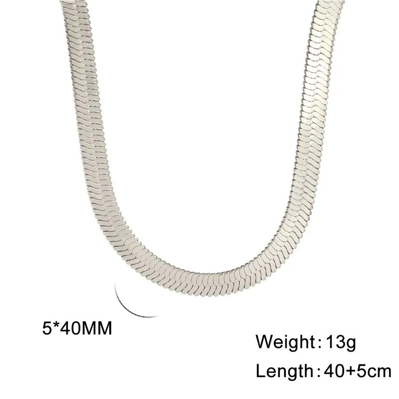 Wholesale Ion Plating (IP) 18K Gold Plated Chain Necklace 304 Stainless Steel IG Style Original Design Basic Waterproof Non Tarnish 304 Stainless Steel Lobster Trigger Clasp Closure Layered Necklaces Sweater Chain Long Necklace - Silver, 5mm Wide, 40 5cm Long