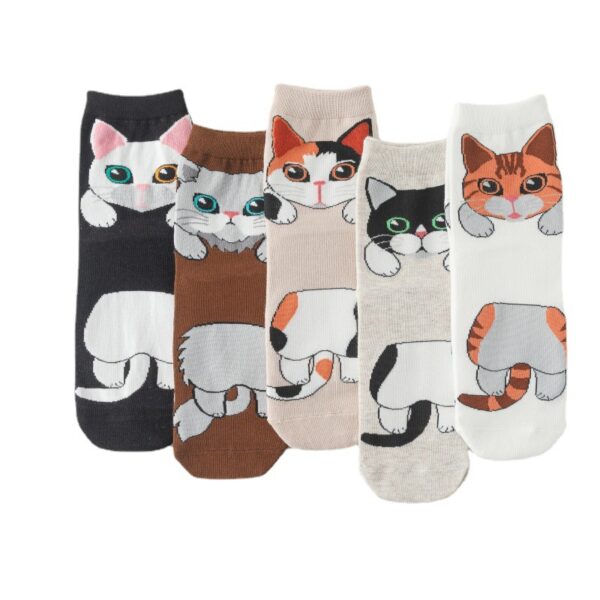 oly-3ac5f8f64cffadbb29ea9e5fd7c2677a Wholesale 5 Pairs of Spring and Autumn Socks Women's Mid-length Socks Summer Cartoon Stockings Ass Kitty Japanese Style Cute Love Cotton Socks