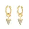 Wholesale Round Drop Earrings For Women With Copper Ear Pins, 14K Real Gold Plated Bezel Setting And Zircon Inlay