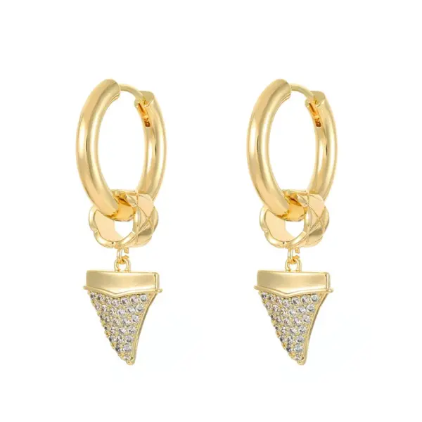 Wholesale Round Drop Earrings For Women With Copper Ear Pins, 14K Real Gold Plated Bezel Setting And Zircon Inlay