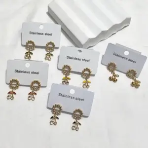 Wholesale Water Plated Imitation Gold Cherry 304 Stainless Steel Earrings For Women New Fashion Elegant Stud Earrings Circle For Shopping