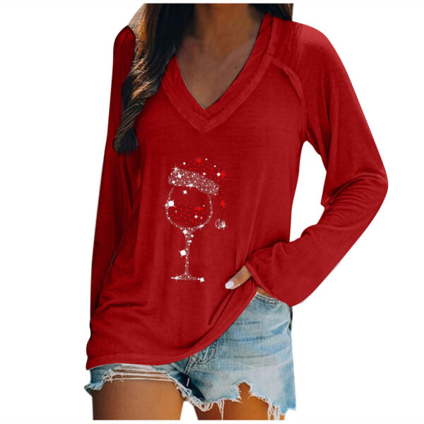 oly-3aefc67a05405c29feceda9a4af2f7d1 Wholesale Valentine's Day Long Sleeve Women's Long Sleeve Valentine's Day Women's Cup Printing Wholesale Long Sleeve V-neck T-shirt