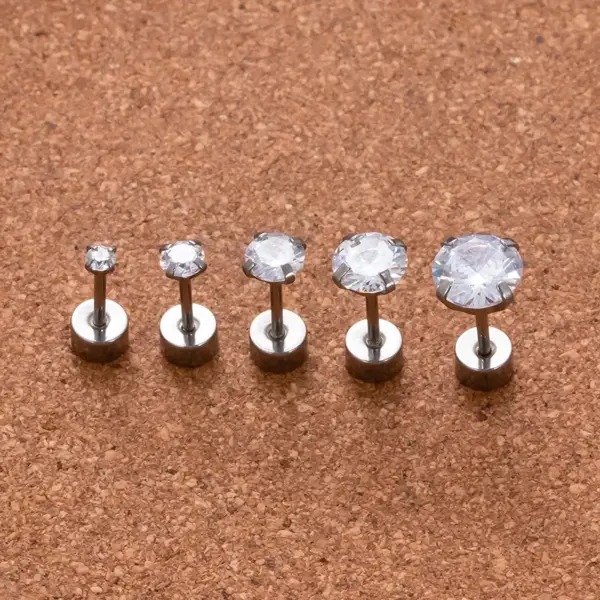 Wholesale 1 Piece 316L Stainless Steel Zircon Ear Cartilage Rings & Studs Geometric Round Waterproof Non Tarnish Surgical Steel Unisex