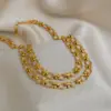 Wholesale Oval Hypoallergenic Necklace For Women With 18K Real Gold Plated 304 Stainless Steel And PVD Coated Cuban Link Chain