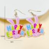 Wholesale Easter pink cartoon earrings sequined rabbit shape colorful graffiti earrings dopamine girl Street earrings