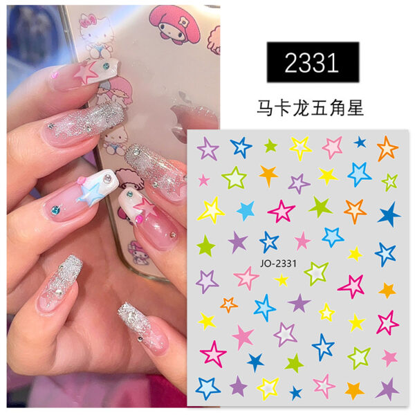 oly-3b224cdfc7f33d18a7e3c84fe425875f Wholesale Net red nail art stickers love five-pointed star small fresh with adhesive Macaron color nail art nail stickers