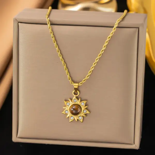 Wholesale PVD Coated Real Gold Plated Geometric Titanium Steel Elegant Simple Style Waterproof Non Tarnish Titanium Steel Pendant Necklace