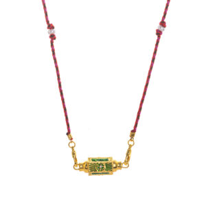 Four-leaf clover necklace (red rope)