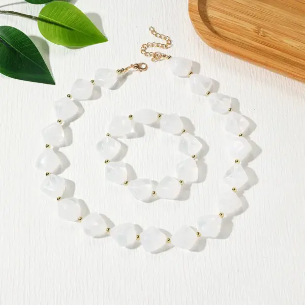 Wholesale Geometric Jewelry Set For Women Featuring Electroplated 304 Stainless Steel With KC Golden Plated Finish And Cable Chain