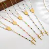 oly-3b44359a141bd8c44643d3a91da2590b Wholesale Jewelry Elegant Ethnic Style Portrait Stainless Steel 203L 18K Gold Plated Enamel Necklace