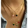 Wholesale 304 Stainless Steel SUNFLOWER (Jz001) Pearl PVD Coated Artificial Pearls Natural Stone Real Gold Plated Elegant Retro French Style Waterproof Non Tarnish Beaded Surgical Steel Snake Chain Lobster Trigger Clasp Closure Multicolor Gold Pendant Necklace