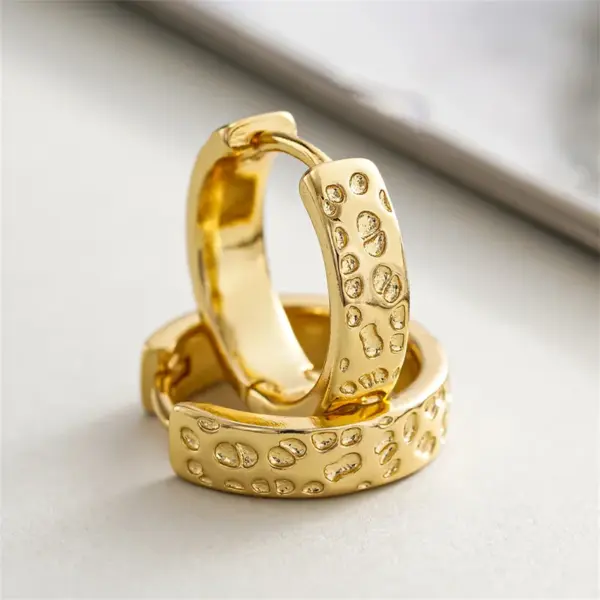 Wholesale Three-dimensional Geometric Earrings For Women In Copper With KC Golden Water Plating And 0.03µm Thickness