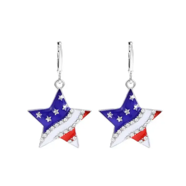 Wholesale Modern Style American Flag Alloy Inlay Rhinestones Independence Day Women's Pendant Necklace