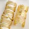 Wholesale PVD Coated 18K Gold Plated Flower Chrysanthemum 304 Stainless Steel Oversized Waterproof Non Tarnish 304 Stainless Steel Bangle