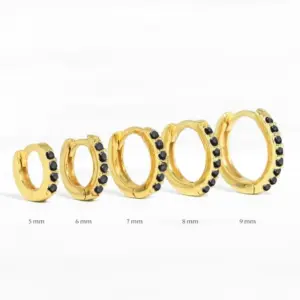 Yellow Gold Black Diamond 12mm