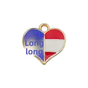 1 Peach Heart-shaped American Flag 16x16mm-1.3g