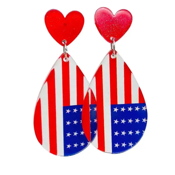 oly-3b9ff6c4e0c5ce6bee1e7114f4b184fa Wholesale Independence Day Dangle Earrings Set Red Blue White Tassel Drop Earrings American Flag Geometric Pattern Wooden Jewelry For Women