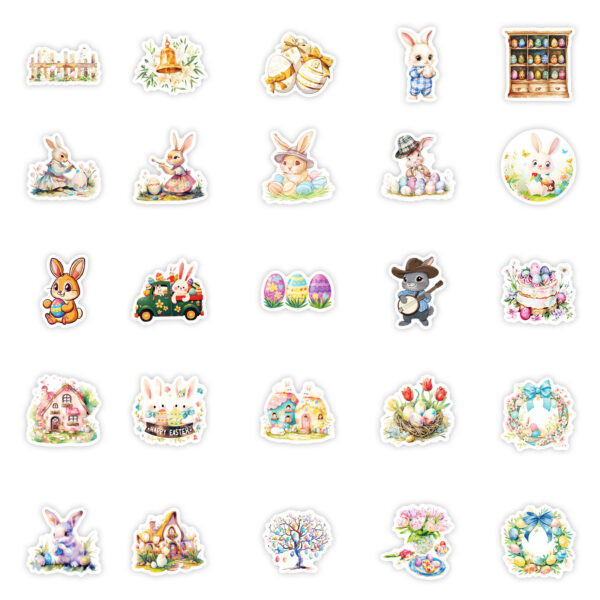 oly-3ba6b5369c31383d371f3775fb028b85 Wholesale 50 Cute Graffiti Easter Bunny Easter Egg Stickers Children's Reward Holiday Stickers
