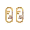 Wholesale Hypoallergenic Letter Stud Earrings For Women In Copper With KC Golden UV Plated Finish And Zircon Inlay