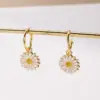 Wholesale Fashionable Plated Flower Earrings Color Preservation Drop Oil Polished Copper Casual Modern Minimalist Style