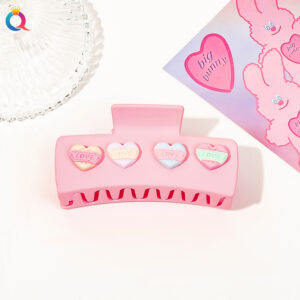 Valentine's Day hairpin-square love pink / Qiyue factory direct sales