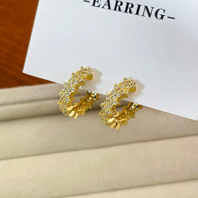 Wholesale 1 Pair Modern Style Classic Style Pentagram Star Plating Inlay Copper Zircon K Gold Plated Rose Gold Plated White Gold Plated Earrings