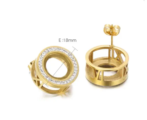 Wholesale PVD Coated 18K Gold Plated Round Stainless Steel Simple Style Waterproof Non Tarnish Ear Studs