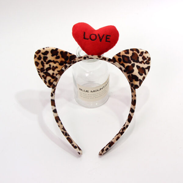 Wholesale LOVE Love Hair Hoop Leopard Cat Ear Headband Valentine's Day Sexy Headband Wash Hair Card Party Hair Accessories