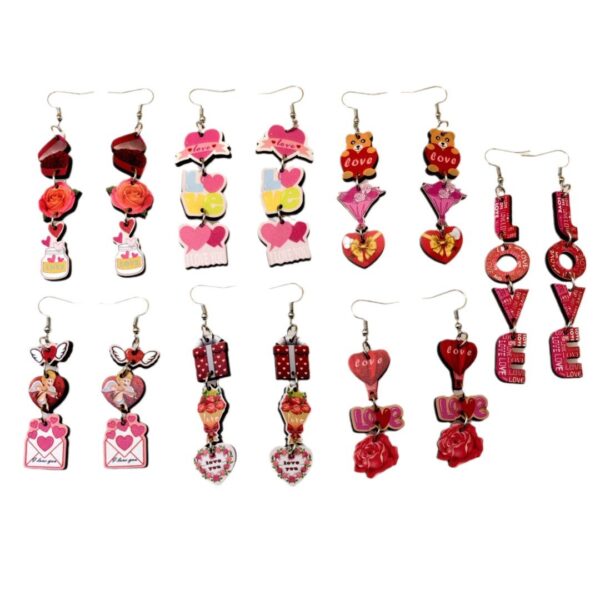 oly-3c277e36f98229376376916b0bfe7e2a Wholesale Romantic Valentine's Day Earrings Pink Love Rose LOVE Cupid Bear Simple Distinctive Earrings