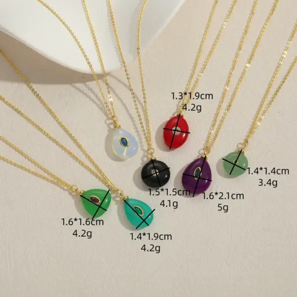 Wholesale Hot-Selling New Retro Simple Natural Stone Zircon Geometric Water Drop Shape 14K Gold Plated Pendant Collarbone Chain Necklace For Women