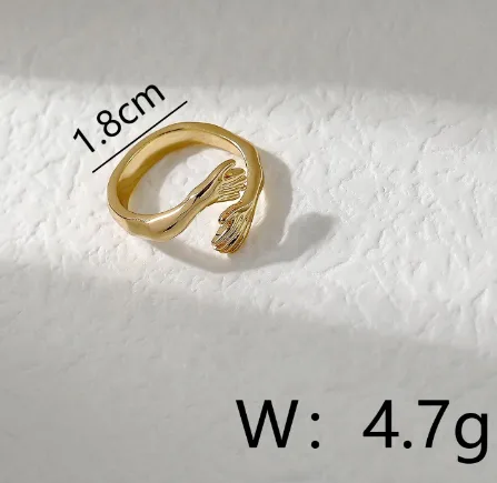 Wholesale Copper 14K Gold Plated White Gold Plated IG Style Modern Style Simple Style Plating Hand Hug Open Rings