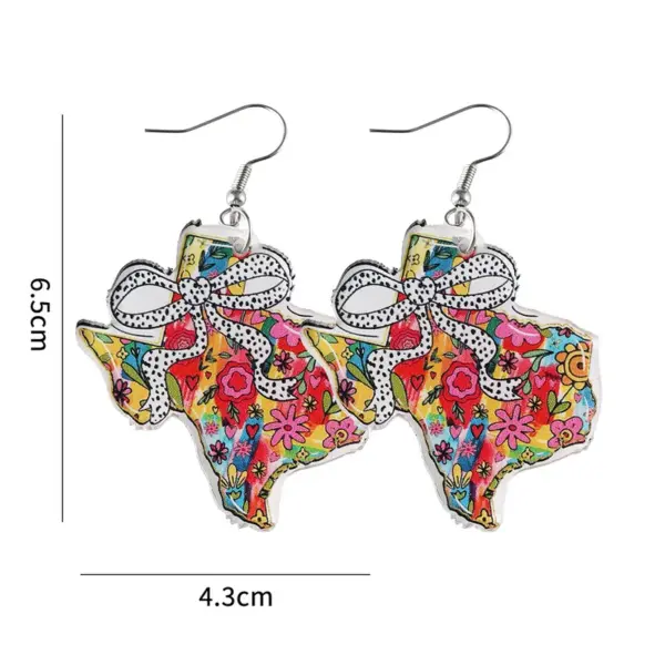 Wholesale Retro Map Print Acrylic Drop Earrings For Women With 304 Stainless Steel Ear Pins