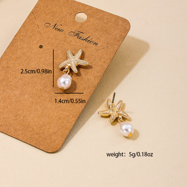 Wholesale 1 pair of summer temperament metal starfish pearl tassel ladies earrings earrings holiday style