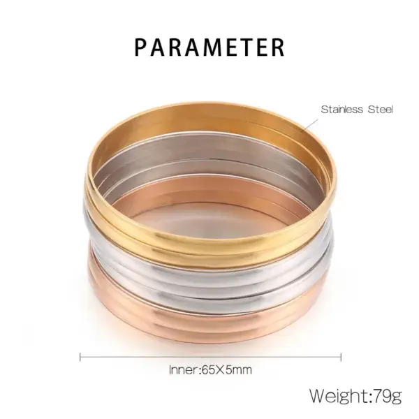 Wholesale PVD Coated 18K Gold Plated Round Stainless Steel Simple Style Waterproof Non Tarnish 304 Stainless Steel Bangle